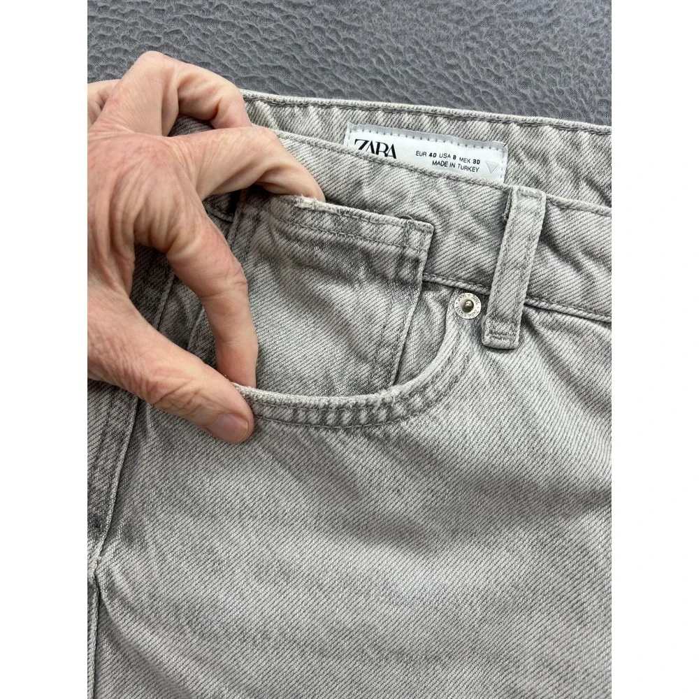 Zara Jean Shorts Mens Sz 30 Gray Denim Shorts Raw Hem Seam NWT